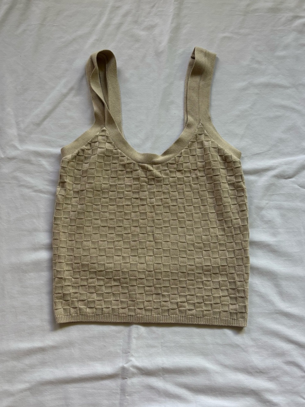Abercrombie & Fitch Women's Cream Textured Knit Tank Top